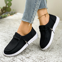 Mocassins en toile pour femmes, à enfiler, à lacets, semelle plate, chaussures décontractées confortables et tendance, multicolores