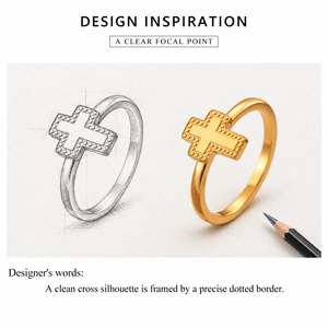 Bague Croix Plaqué Or Unisexe Religieuse pour Usage Quotidien Bijou Tendance en Alliage Design Simple - Product Image 5