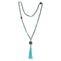 Collier de perles Navajo occidentales pour femmes, 32 pouces, fait main, noué, perles turquoise, style bohème chic, bijoux Navajo du sud-ouest