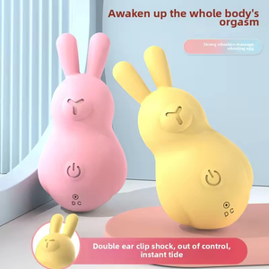 Cute Rabbit Women Mini Pin Charging Vibrator 12 Frequencies Strong Vibrating Modes G-Spot Sex Toys for Woman Yellow Massagers - Product Image 4