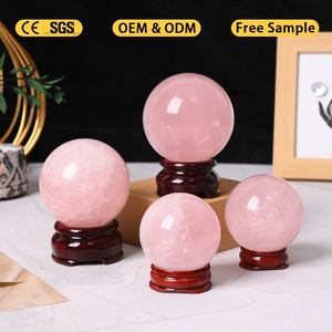 Venta al por Mayor de Esferas de Cuarzo Rosa Pulido a Mano, Piedras Curativas de Cristal para Decoración Feng Shui - Product Image 5