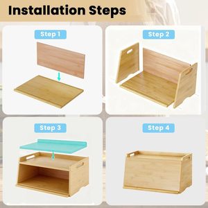 Boîte à pain en bambou avec planche à découper, conteneur de rangement à 1 niveau pour l'organisation de la cuisine - Product Image 2
