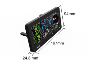EMAF彩色数字气象站室内/室外温度计湿度计3无线室外传感器办公室闹钟收音机 - Product Image 2