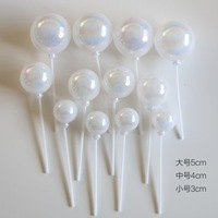 12 pièces/sac, décorations de gâteau en mousse de verre écologique, fausses boules magiques, 3/4/5 cm, pour anniversaire, baby shower, fête, fournitures de décoration de gâteau