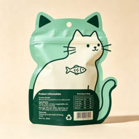 Sacs en aluminium imprimés en gravure personnalisés professionnels pour aliments pour animaux de compagnie, pochette de forme spéciale avec fermeture éclair pour friandises et collations pour chiens et chats