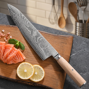 Ensemble de couteaux de chef japonais en acier damas à 67 couches, fabriqués à la main, Santoku, Deba, couteau à pain, pour la découpe quotidienne, ambidextres, manche en bois d'olivier - Product Image 3