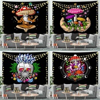 Permadani cetak Digital 3D karya seni dekorasi Seni Seri jamur Cyberpunk kustom hitam menarik unik