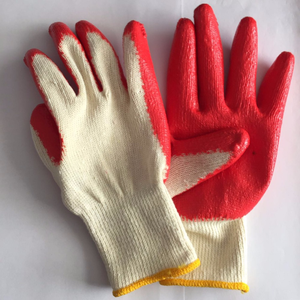 Barato calibre 10 de punto de algodón blanco rojo látex guantes de goma recubiertos mano de trabajo de protección guantes de trabajo de seguridad Guantes - Product Image 4
