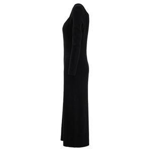 Robe Midi Noire Tricotée Ajustée et Sexy pour Femme, Nouvelle Collection Automne, Design Élégant et Tendance, Qualité Supérieure, Personnalisable - Product Image 3