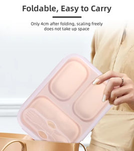 New food grade bisphenol a leak-free portable folding silicone <b>bento</b> <b>box</b> <b>adult</b> <b>lunch</b> <b>box</b> and children's food container - Product Image 5