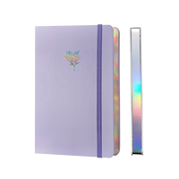 Couverture A5 en Faux cuir souple, Logo personnalisé, joli, lilas, fleurs, Sublimation, papier, Notebook avec bordure Holo