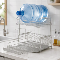 WIREKING Égouttoir à vaisselle réglable à 2 niveaux 337-630mm en acier inoxydable 304 avec porte-assiettes et support à baguettes