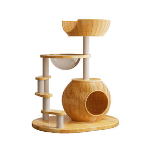 Papan goresan tempat tidur kucing, Modern mewah tiang besar kayu padat rangka panjat tebing papan untuk ruang kecil gaya pinggul luar angkasa - Product Image 1