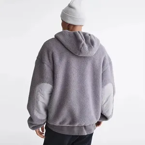 Felpe Invernali Personalizzate da Uomo in Pile Sherpa con Mezza Zip, Giacca <span class=keywords><strong>Teddy</strong></span> Sherpa con Zip a un Quarto, Felpe con Cappuccio da Uomo - Product Image 2
