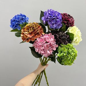 Bouquet d'hortensias artificiels Meng Jie en polyester, grandes fleurs pour décorations de mariage et d'hôtel - Product Image 1