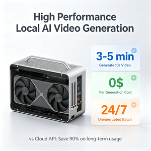 เวิร์กสเตชันสร้างวิดีโอ AI มินิพีซี พร้อม GPU สำหรับใช้งานในเครื่องเดียว  พร้อมโซลูชันเว็บไซต์ SaaS สำเร็จรูป ใช้ชิปประมวลผล AMD9700x - Product Image 2