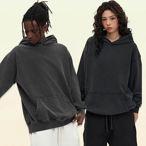 Sudaderas con capucha de peso pesado para hombre Sudadera con capucha de Otoño de algodón sólido 100% de talla grande - Product Image 1