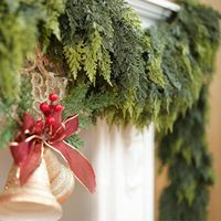 Guirlande de Noël en cèdre au toucher réel, plantes décoratives artificielles pour cheminée, manteau de cheminée, table, mur, décoration intérieure et extérieure
