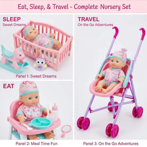 Juego <span class=keywords><strong>de</strong></span> Muebles para <span class=keywords><strong>Muñecas</strong></span> EPT, Muñeca Realista <span class=keywords><strong>de</strong></span> 22 cm con Cochecito, Cuna, Silla Alta, Silla Mecedora <span class=keywords><strong>de</strong></span> Unicornio, Juguete <span class=keywords><strong>de</strong></span> Juego <span class=keywords><strong>de</strong></span> Roles para Guardería - Product Image 2