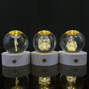 Jésus boule de cristal Led forme ronde USB Charge 3D veilleuses décor pour noël enfants cadeau lampe de Table - Product Image 1