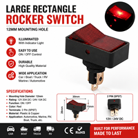 Interrupteur à bascule rectangulaire 12 mm avec LED rouge, interrupteur marche/arrêt, 12 V 24 V CC, interrupteur à montage sur panneau pour voiture, bateau, camping-car