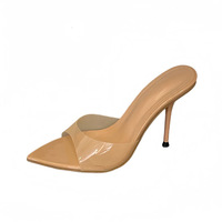 Mules d'été pour femmes 2026, nouveauté, à bout pointu et ouvert, talon aiguille super haut, semelle extérieure en caoutchouc, tige en PVC, bride transparente