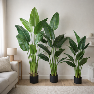 Kunstplant binnen, kunstmatige bananenplant met kunststof bladeren, decoratie, nepplant, kunstvogel van de paradijs - Product Image 3
