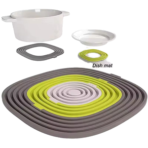 Tapis de séchage de vaisselle rectangulaire en silicone, antidérapant, résistant à la chaleur, réutilisable, séchage rapide, épaisseur 5 mm, moderne, pour comptoir de cuisine - Product Image 1