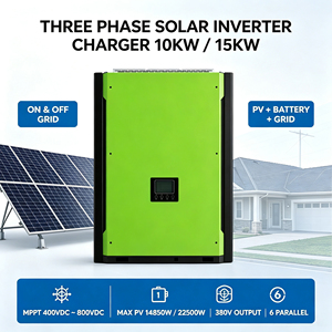 Inversor Solar Trifásico de 10KW 15KW con MPPT Integrado, 400-800VDC, Potencia Máxima de Entrada de 14850W/22500W, DC48V 380V AC, Inversor para Sistemas Conectados a la Red y Fuera de la Red - Product Image 1