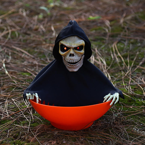 Cuenco de dulces con forma de esqueleto con ojos iluminados, soporte para dulces de Halloween para decoración de mesa de fiesta - Product Image 2