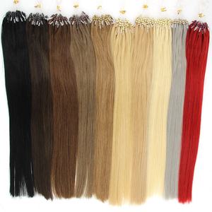 Hotsale 14-24 Inch 1g Easy Loop Micro Ring Double Beads Remy Natural Virgin Human Hair Extensions Wigs Ombre Hair Straight