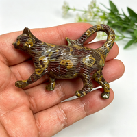 Figurine de chat en marche en pierre semi-précieuse naturelle de 6 cm, statue en cristal sculptée à la main, ornement animal Feng Shui écologique et apaisant