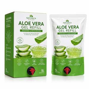Sachet de recharge de <span class=keywords><strong>gel</strong></span> d'<span class=keywords><strong>aloe</strong></span> <span class=keywords><strong>vera</strong></span> 5L imprimé sur mesure, emballage en boîte, pochette de <span class=keywords><strong>gel</strong></span> liquide pour soins personnels avec valve frontale - Product Image 1