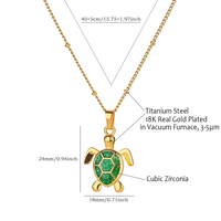 Collier en Acier Titane Plaqué Or Véritable 18K avec Coquille de Tortue en Zirconium pour Femme, Chaîne Polyvalente pour Clavicule, Bijou Inaltérable