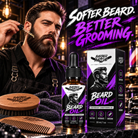 Collection de Soins Premium pour Hommes, Emballage Prêt à Offrir, Soins de la Barbe, Huile Nourrissante, Baume, Nettoyant, Kit Complet de Soins de la Barbe