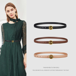 Cintura di nuova moda nero rosso marrone blu giallo pelle sottile cintura femminile per le donne - Product Image 2