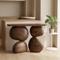 Table console en bois massif à bord naturel Idao, mobilier rustique, décoration vintage, table en bois massif, cadeau de pendaison de crémaillère fait main, unique