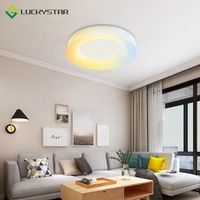 Lámpara de techo redonda con luces LED, luz ambiental colorida RGB con Control por aplicación para dormitorio, sala de estar, baño y cocina, accesorios