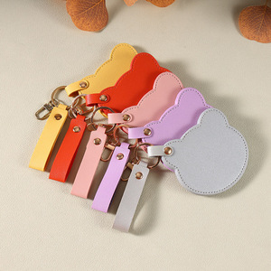 Portable Rotating PU Leather Keychain Makeup <b>Mirror</b> Small Cosmetic <b>Mirror</b> for <b>Travel</b> Box Packing - Product Image 3