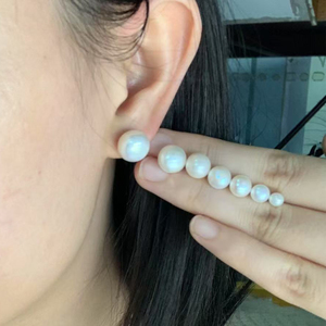 Boucles d'oreilles en perles bouton 4-5/5-6/6-7/7-8/8-9/9-10/10-11/11-12 mm, perles d'eau douce naturelles blanches - Product Image 5