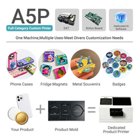 Impresora UV Inteligente A5 Totalmente Automatizada para Impresión Personalizada de Insignias, Imanes, Adornos, Posavasos y Fundas para Teléfonos, Impresora UV de Cama Plana