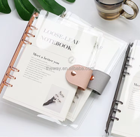 Carnet de notes A5 en PVC, spirale simple, couverture transparente rose doré, 90 feuilles