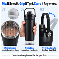 Bouteille shaker isotherme en acier inoxydable de 550 ml avec compartiment à pilules, stockage de compléments alimentaires, shaker à protéines sous vide anti-fuite, 12-24 heures