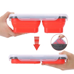 Collapsible Silicone Bento Lunch <b>Box</b> Food <b>Storage</b> Containers with Spoon Forks Meal Kit Lunch <b>Box</b> for Work Outdoor - Product Image 4