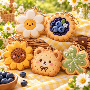 Llavero de Peluche Kawaii con Diseño de Galleta Floral Personalizada, Sets de Regalo a Granel para Floristerías y Tiendas de Estilo de Vida - Product Image 1
