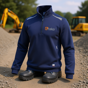 เสื้อสเวตเชิ้ตเฟลปาแบบปกติ สีน้ำเงิน ขนาด L คอซิป 1/4 สำหรับชุดทำงาน - Product Image 3