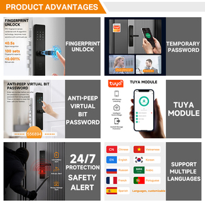 Serrure Intelligente Tuya WiFi à Empreinte Digitale, Mot de Passe, Carte et Clé, avec Mémoire Cloud et Poignée Électronique Numérique de Sécurité - Product Image 4