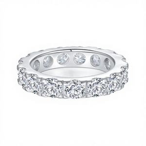 Bague Éternité Vintage en Argent 925 Plaqué Rhodium avec Moissanite 13631, Coupe Brillante VVS, Bijoux Fins - Product Image 4