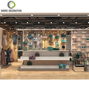 Étagères de présentation de vêtements de luxe, présentoirs à chaussures, armoire de présentation de sacs à main moderne avec présentoir de sacs en métal, décoration de magasin - Product Image 5