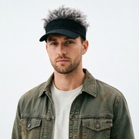 Vente Chaude Personnalisé en usine Casquette de golf amusante, Casquette de soleil fantaisie avec visière et perruque, Casquette de baseball à visière avec poils pointus